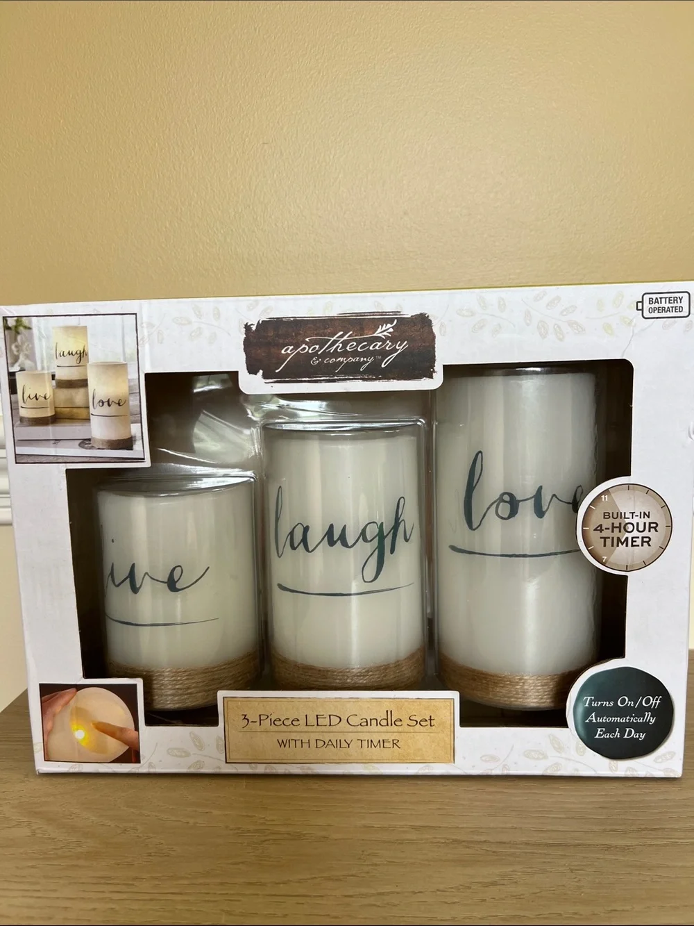 Flameless 'Live Laugh Love' 3-Piece LED Candle Set